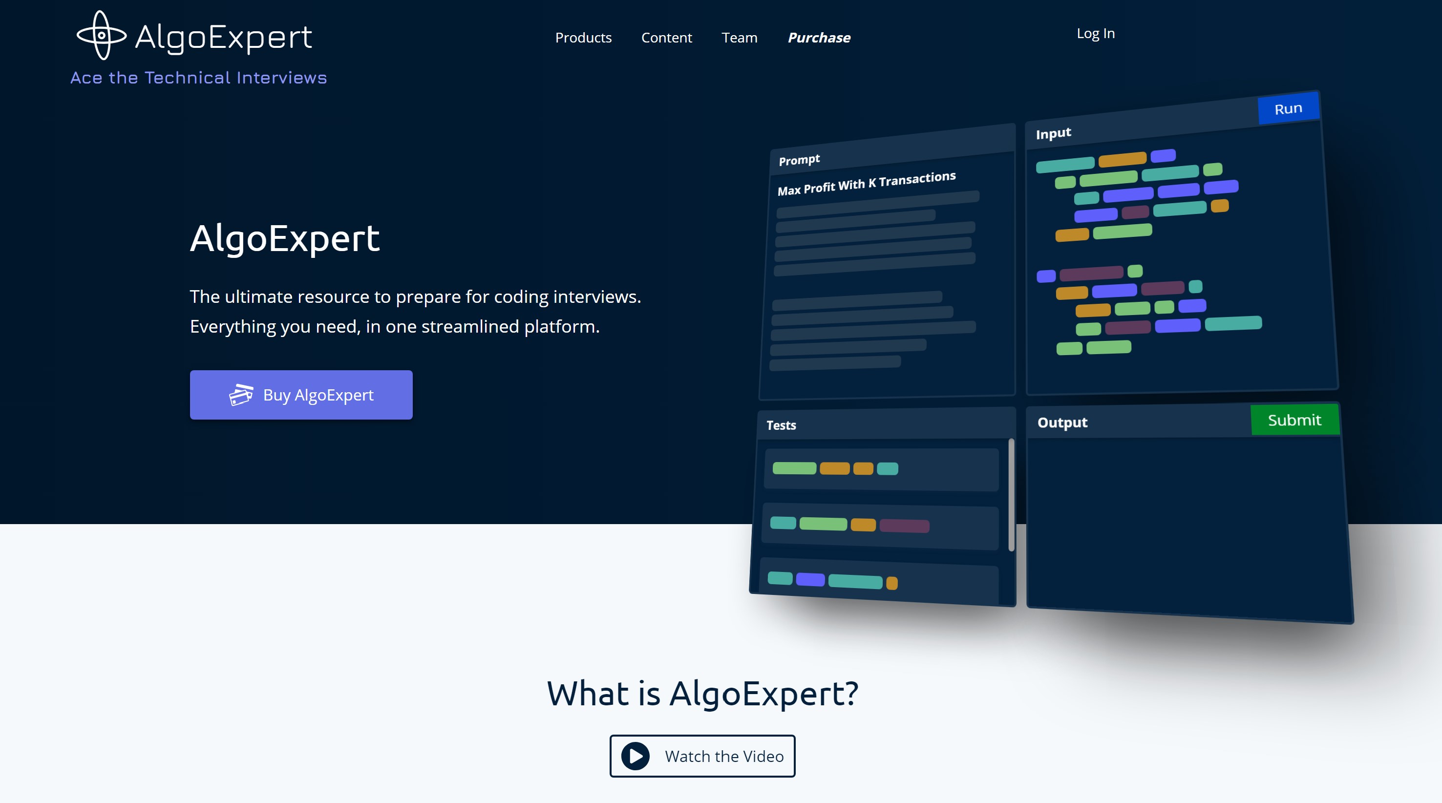 a homepage screenshot from algexpert homepage